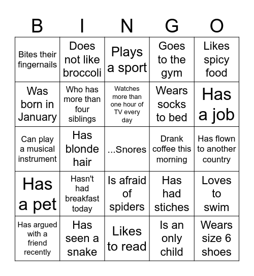 Find Someone Who Bingo Card