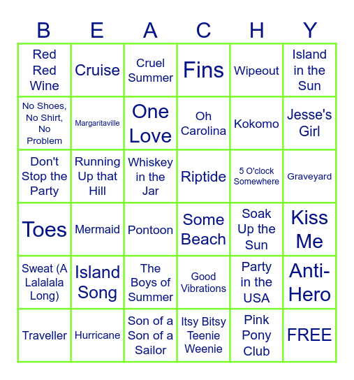 Sittin' Poolside Bingo Card