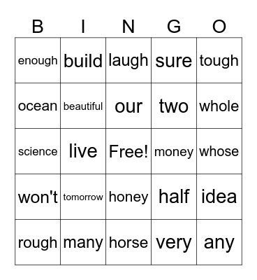 76 Bingo Card