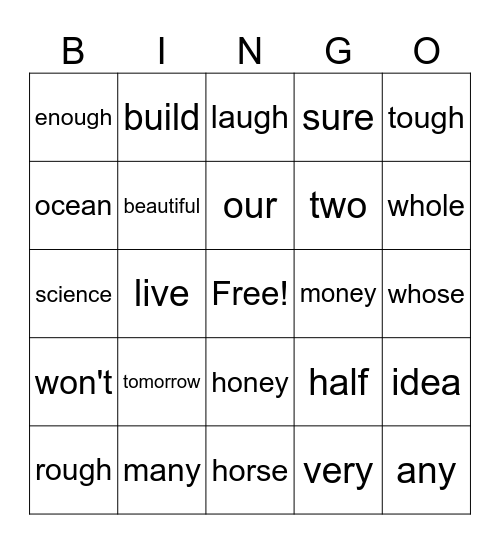 76 Bingo Card