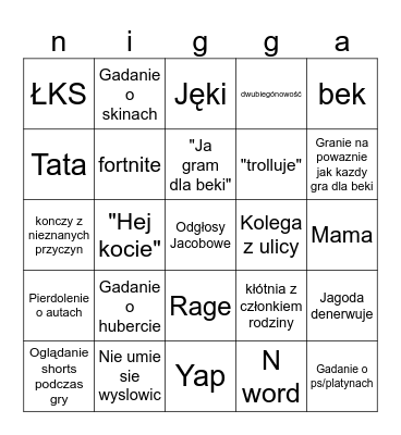 Jacob bingo Card