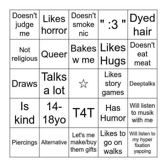 R u Liam's Type?☆ Bingo Card