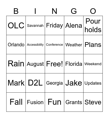 7/25/25 Bingo Card