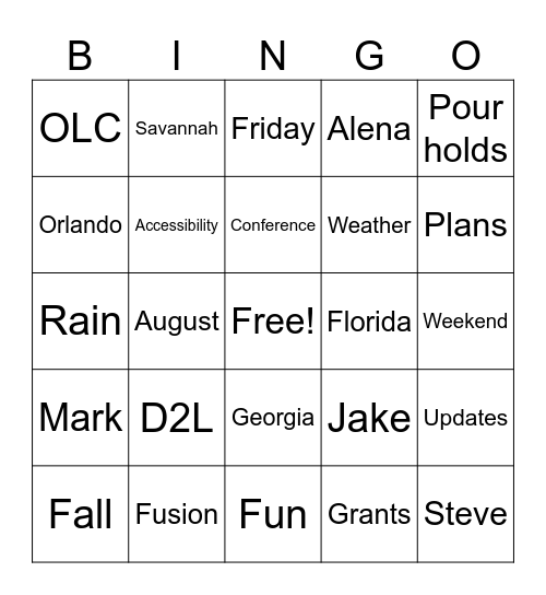 7/25/25 Bingo Card