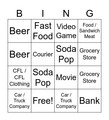 RIDER GAME AD BINGO Card