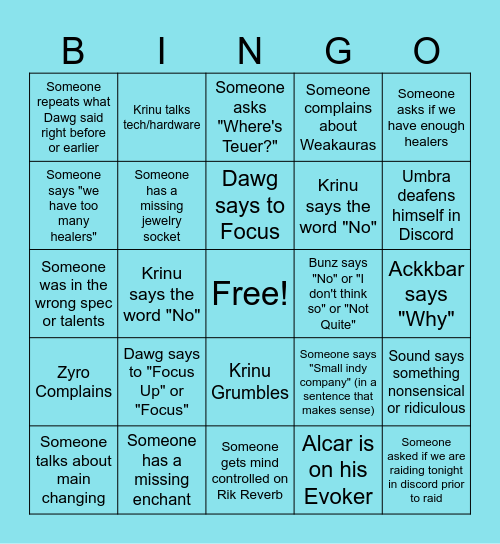 Knights Templar TWW S2 Final Raid Bingo Card