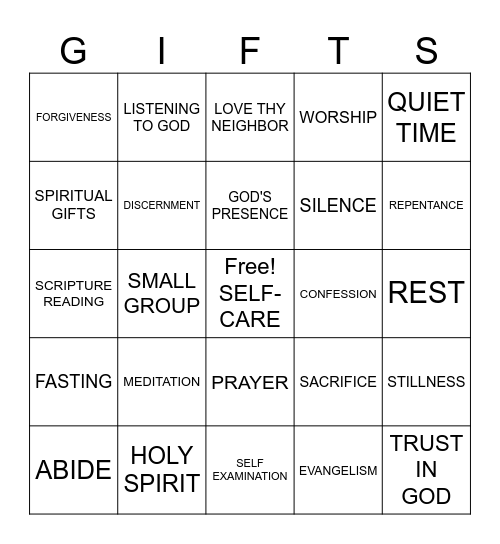 SPIRITUAL FORMATION Bingo Card
