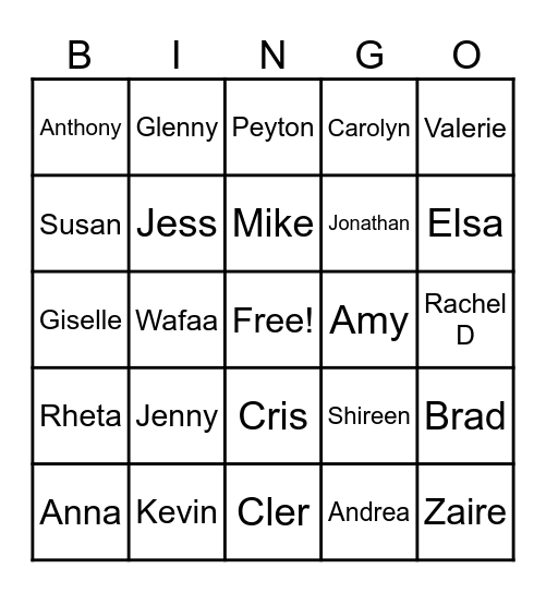 POLLACK WEITZNER BINGO Card