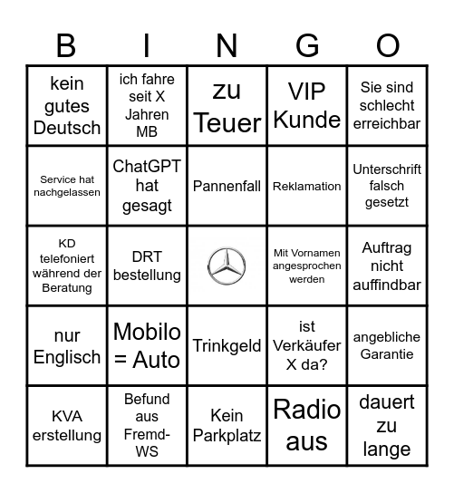 Service 2.0 Bingo Card