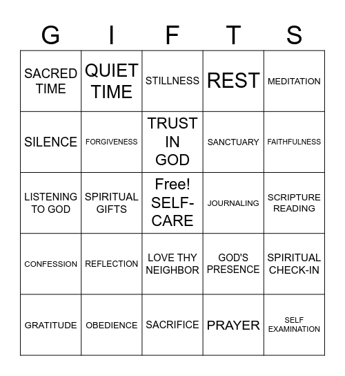 SPIRITUAL FORMATION Bingo Card