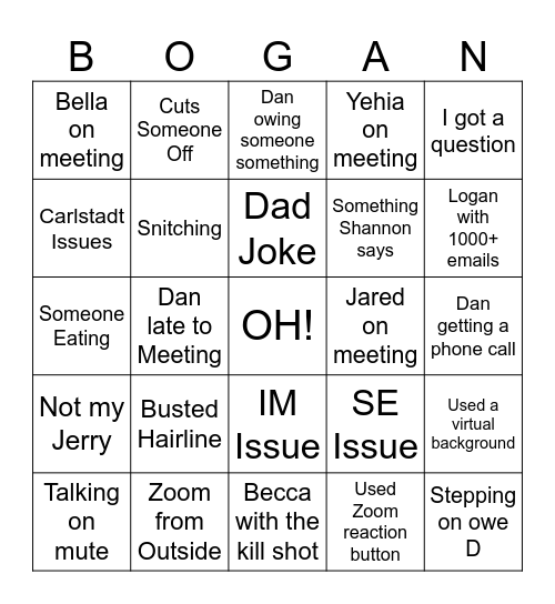 BOGAN Bingo Card