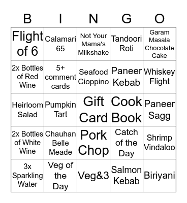 Chauhan Bingo Card