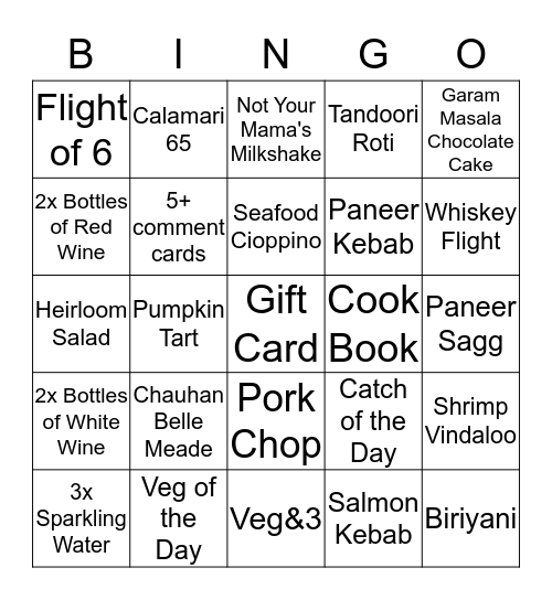 Chauhan Bingo Card