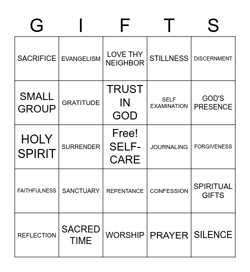 SPIRITUAL FORMATION Bingo Card