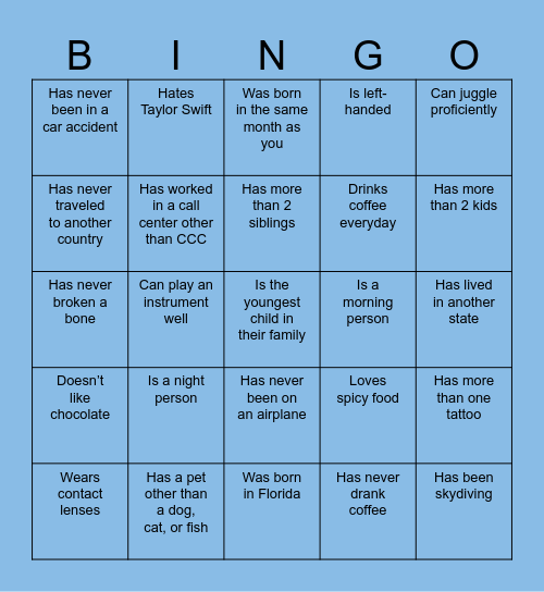 Co-Worker Bingo: CCC Edition Bingo Card
