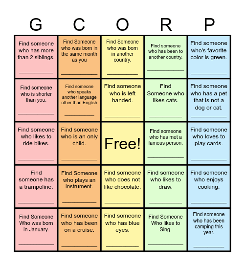 Find Someone Who... Bingo Card
