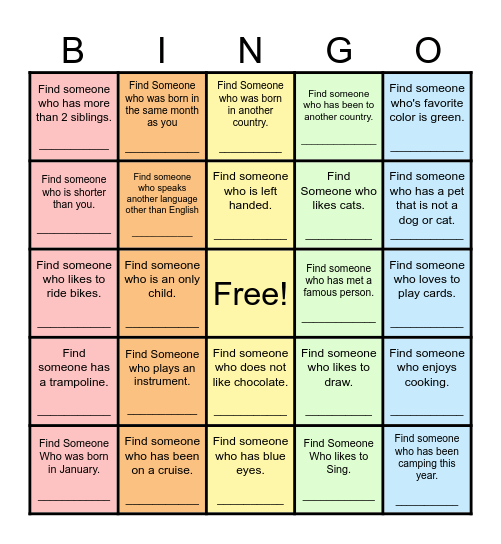 Find Someone Who... Bingo Card