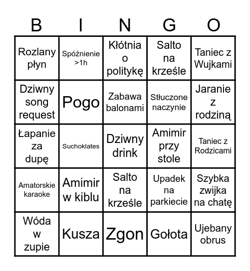 18-stkowe Bingo Sebastiana Bingo Card