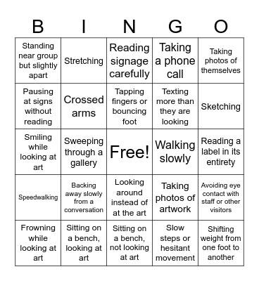 Body Language BINGO Card