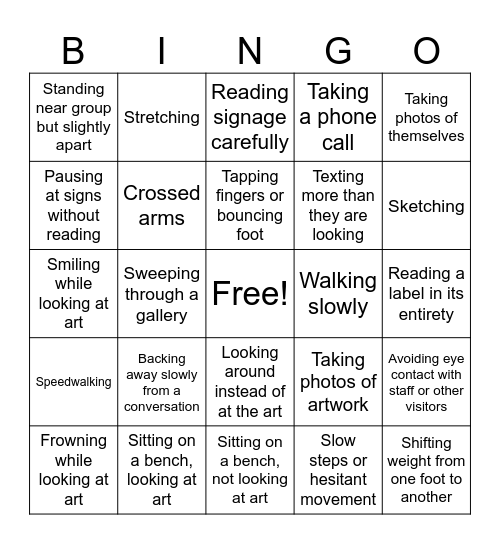 Body Language BINGO Card