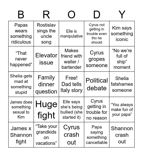 Vaycay Bingo Card