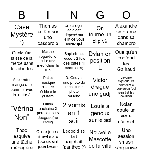 Bingo des Maraiste Bingo Card