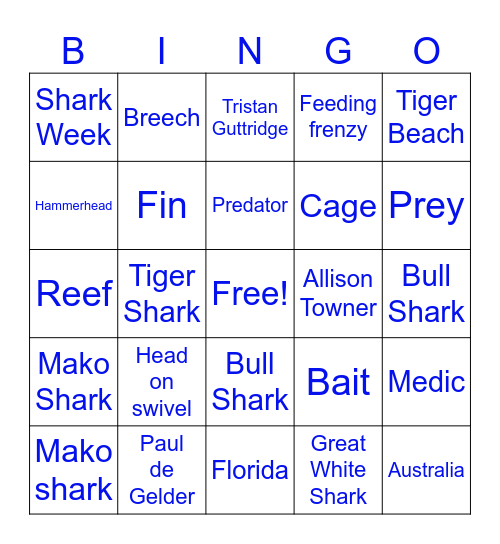 Shark Week Bingo Card