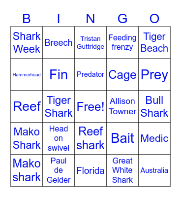 Shark Week Bingo Card