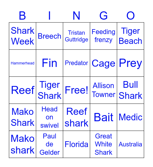 Shark Week Bingo Card