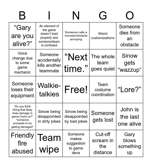 EZ Small Gaming Bingo Card