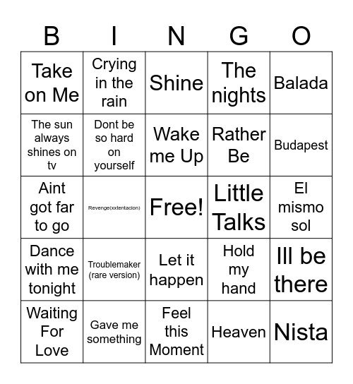 Peak songs bingo (how many do you approve of?) (according to turk and gangstar) Bingo Card