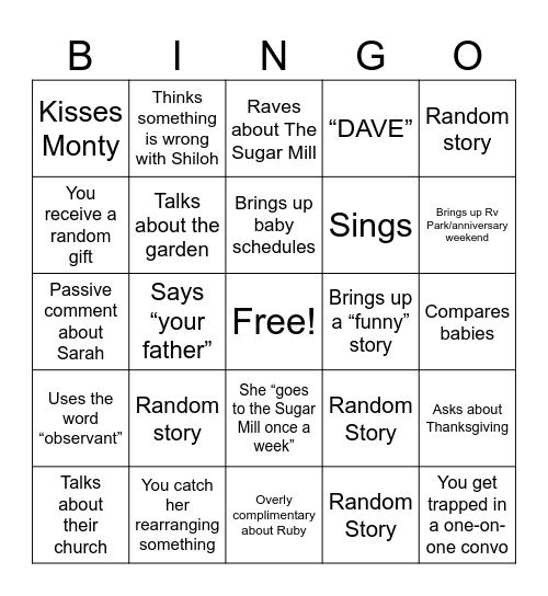 Marie Bingo Card