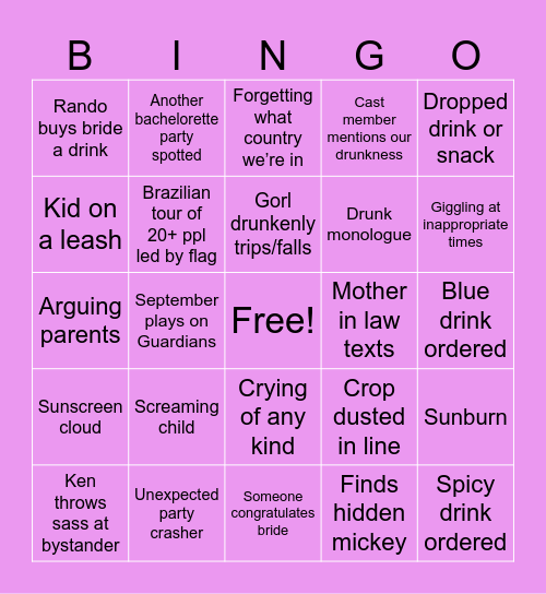 Kenna-Marie’s Bach BINGO Card