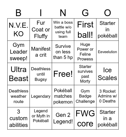 Grueling Gold Bingo Card