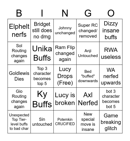 Strive Patch Bingo Card