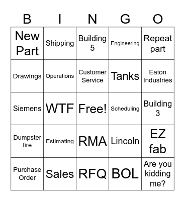 WMF BINGO Card