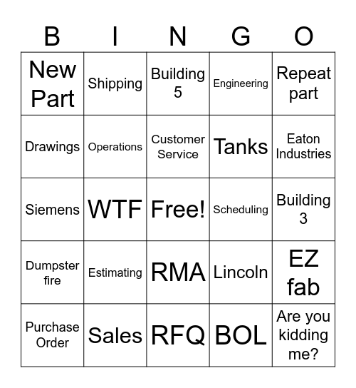 WMF BINGO Card