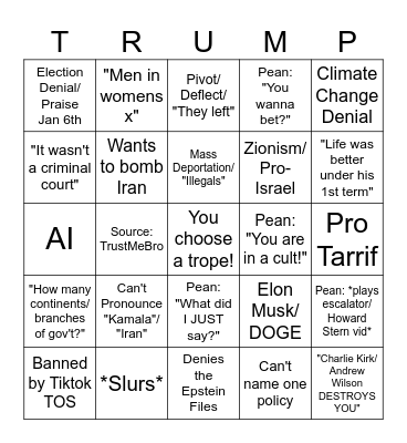 Pean Live Guest BINGO Card