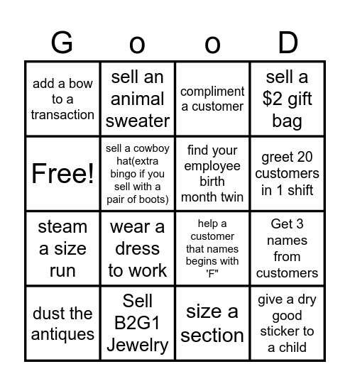DRY GOODS BINGO! Bingo Card
