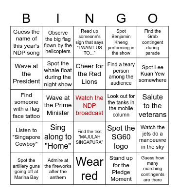 NDP bingo🎆 Bingo Card
