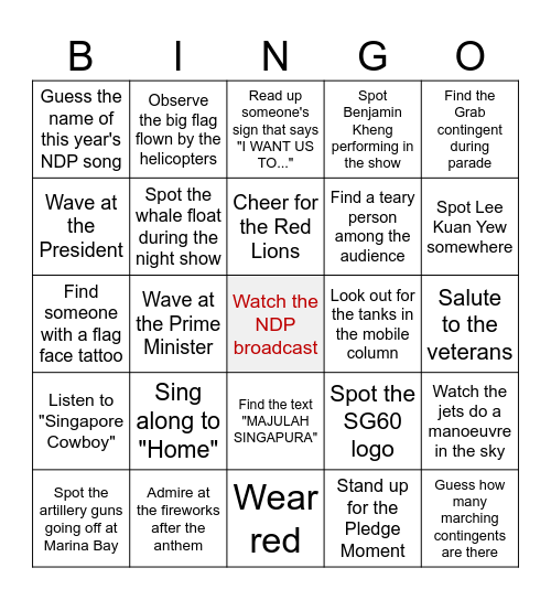 NDP bingo🎆 Bingo Card