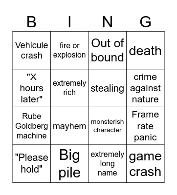 Let's game it out Bingo Card