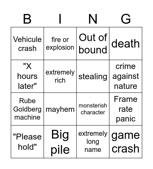 Let's game it out Bingo Card