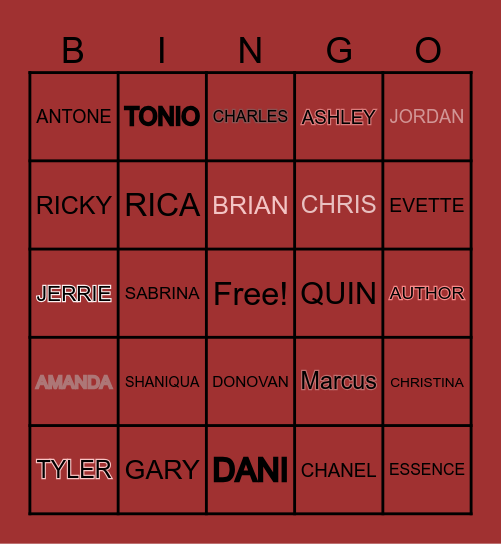 GENERATIONAL SIBLINGS & COUSINS Bingo Card