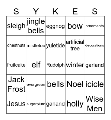 MERRY CHRISTMAS Bingo Card