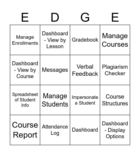 Edgenuity Bingo! Bingo Card
