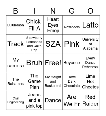All About Reagyn! Bingo Card