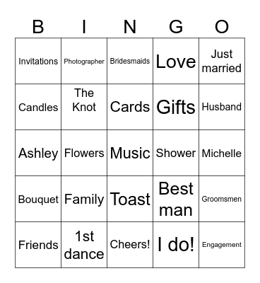Michelle's Bridal BINGO Card