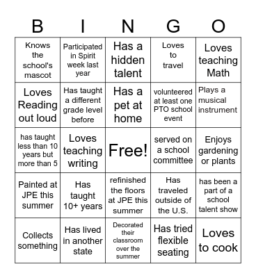 "Find Someone Who" Bingo Card