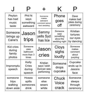 Wedding Bingo Card